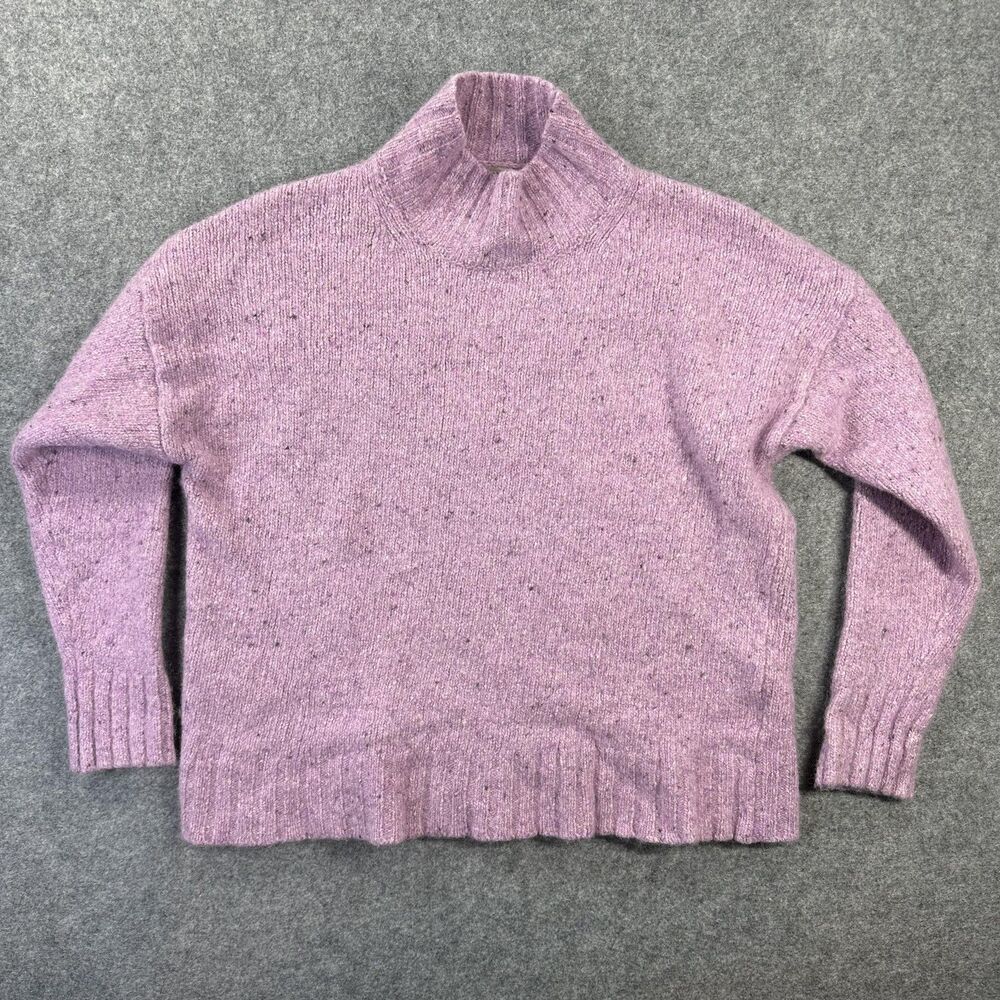 J.Crew Sweater Womens Medium Purple Mock Neck Wool Blend Long Sleeve Pullover